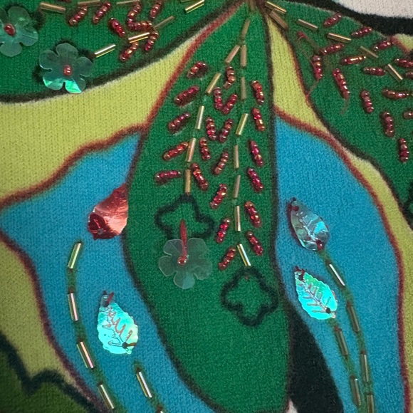 Custo Barcelona Wool Blend Beaded Multicolor Zip Sweater Vtg✨ - Picture 7 of 9